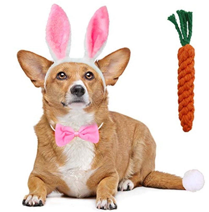 BoomBone Dog Bunny Ears and Easter Puppy Toy Kit,Doggie Easter Costume - Image 1